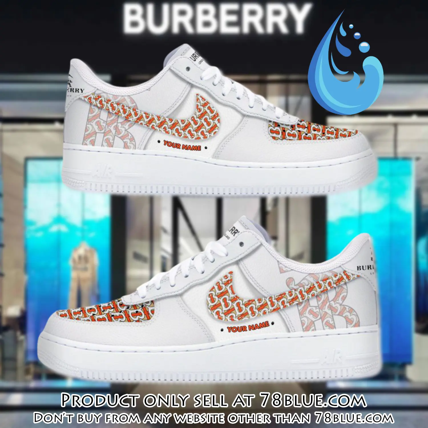 Personalized burberry luxury air force 1 sneakers limited af1 shoes oaf1003 78b5111882